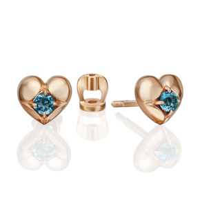 Серьги-пусеты «Сердца» из красного золота с топазом 02-5392-01-201-1110