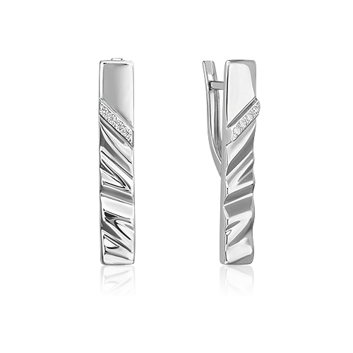 Серьги с английским замком из серебра с фианитами 02-5068-00-401-0200