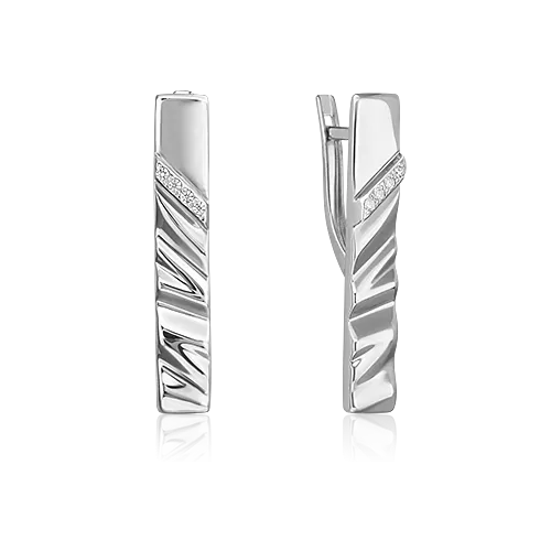 Серьги с английским замком из серебра с фианитами 02-5068-00-401-0200