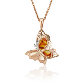 Подвеска «Солнечные бабочка» из красного золота с янтарём 03-2705-01-271-1110-46