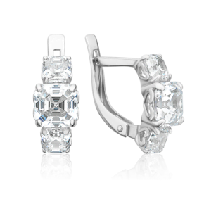 Серьги с английским замком из белого золота с фианитами 02-3093-00-501-1120-38