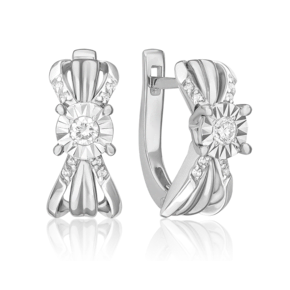 Серьги с английским замком из белого золота с бриллиантами 02-5213-00-101-1120