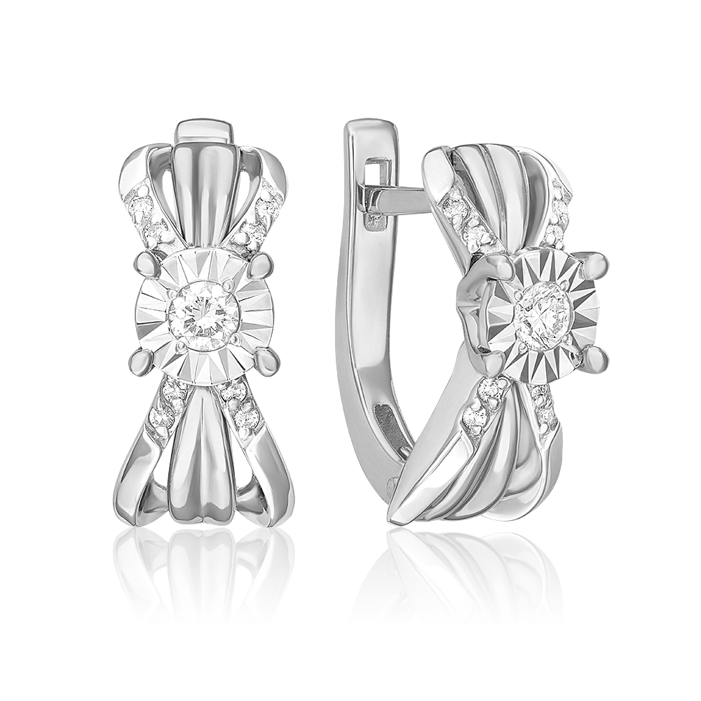 Серьги с английским замком из белого золота с бриллиантами 02-5213-00-101-1120