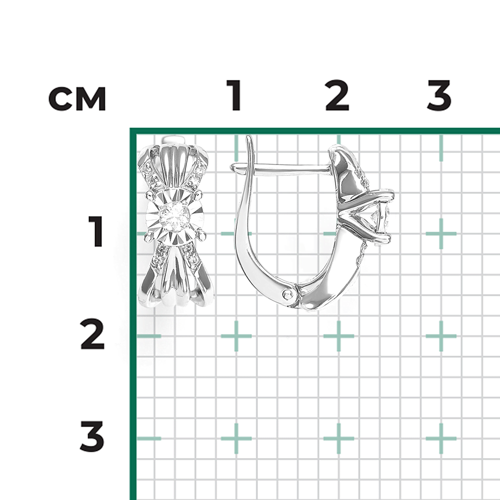 Серьги с английским замком из белого золота с бриллиантами 02-5213-00-101-1120