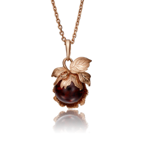 Подвеска «Орех» из красного золота с янтарём 03-2845-01-271-1110-46