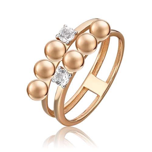 Кольцо «Дуэт форм» из красного золота с натуральными топазами white 01-5514-00-201-1110