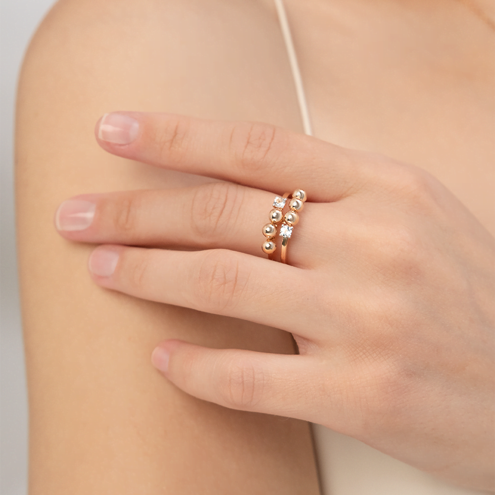 Кольцо «Дуэт форм» из красного золота с натуральными топазами white 01-5514-00-201-1110