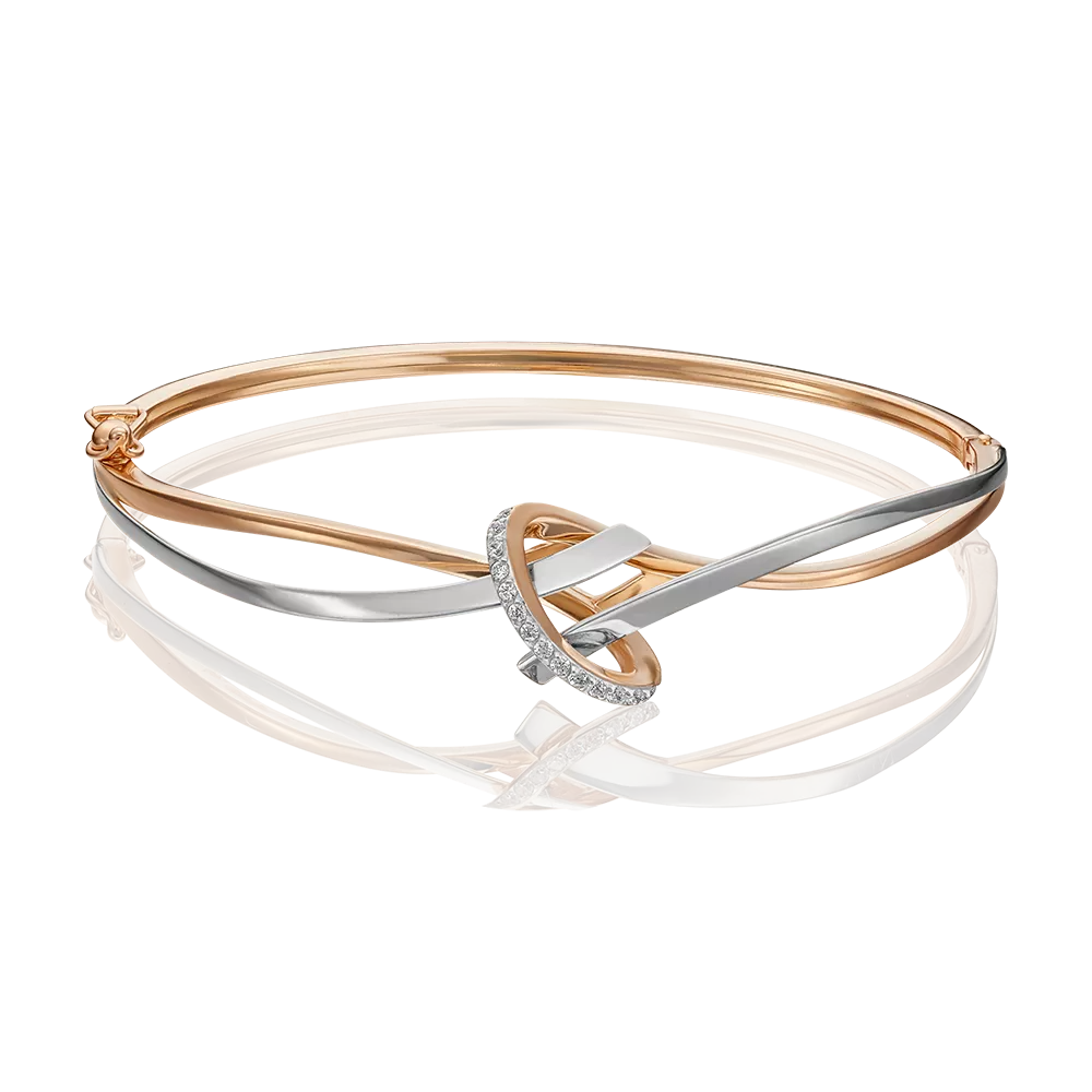 Браслет жесткий из комбинированного золота с фианитами 05-0625-00-401-1111-03