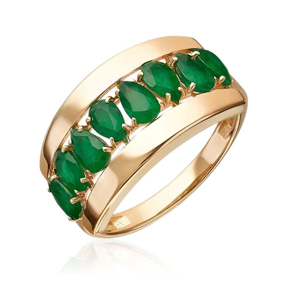 Кольцо из красного золота с изумрудами 01-5870-00-103-1110