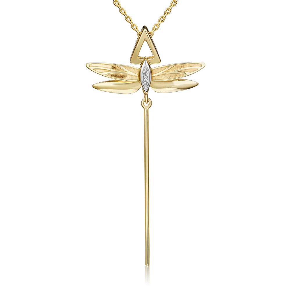 Подвеска «Стрекоза. Ценность настоящего» из комбинированного золота с бриллиантами 03-3277-00-101-1121