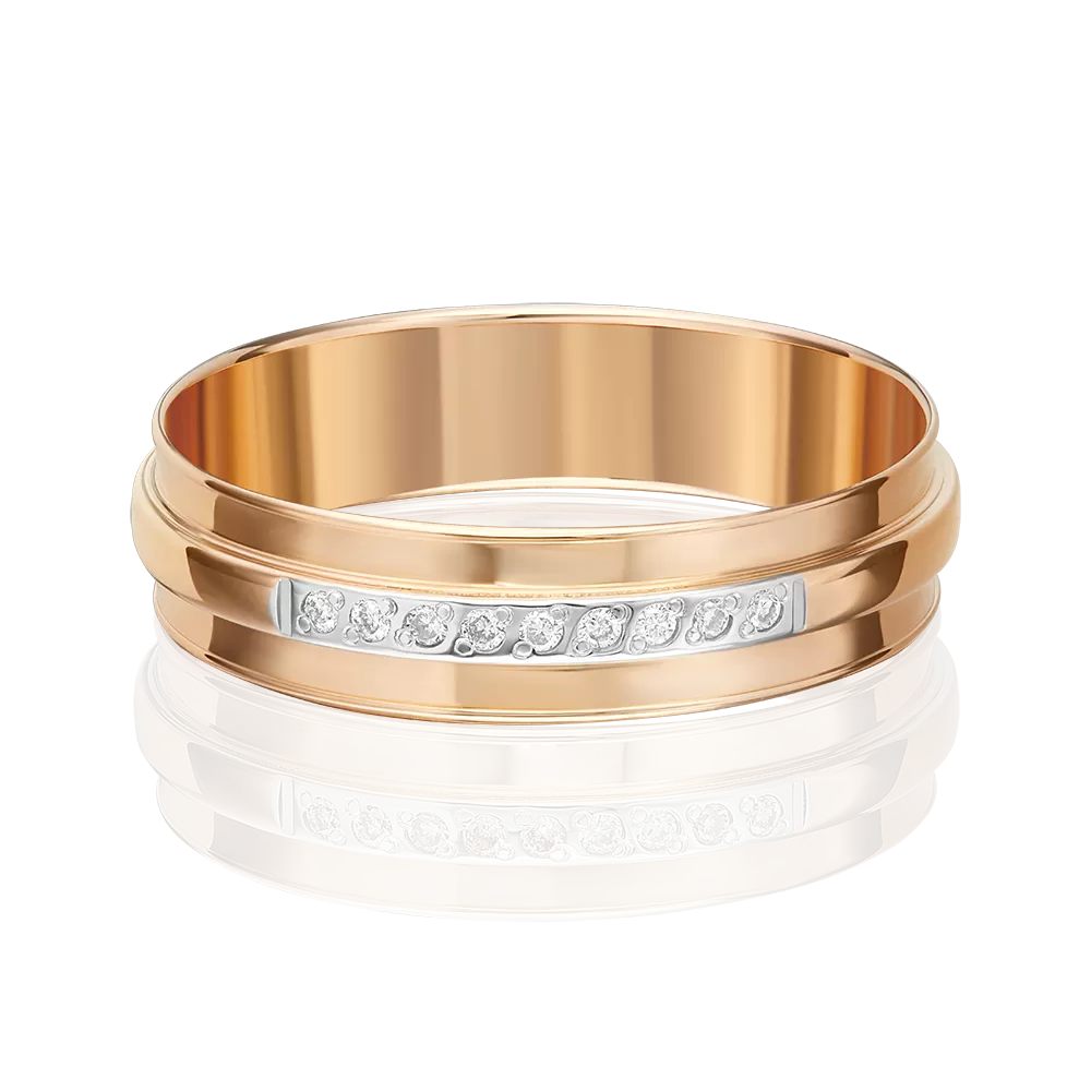 Обручальное кольцо из красного золота с бриллиантами 01-1249-00-101-1110-30