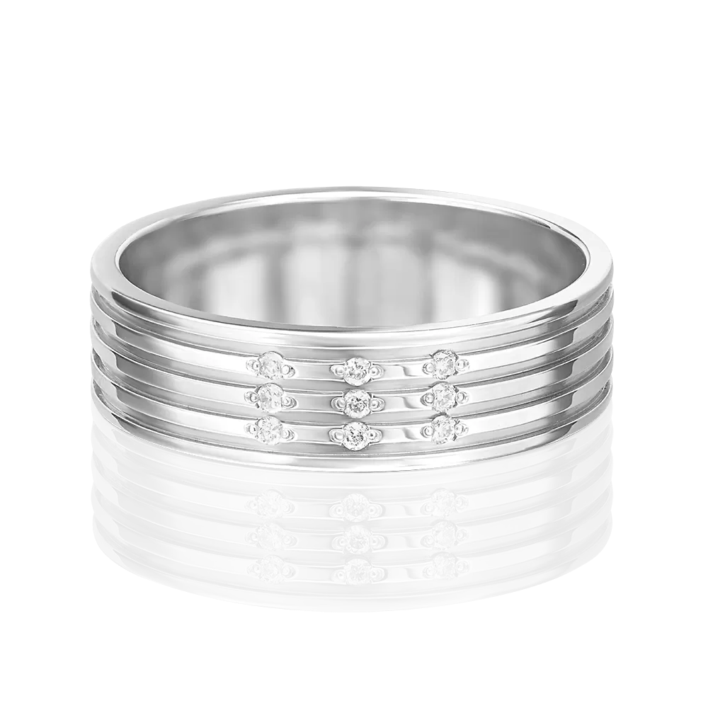 Обручальное кольцо из белого золота с бриллиантами 01-1252-00-101-1120-30