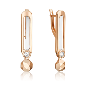 Серьги с английским замком из комбинированного золота с натуральным топазом white 02-5051-00-201-1111