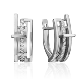 Серьги с английским замком из белого золота с фианитами 02-4457-00-401-1120-23