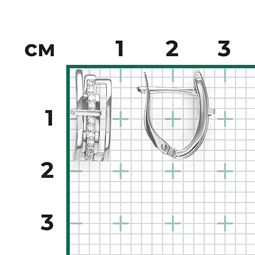 Серьги с английским замком из белого золота с фианитами 02-4457-00-401-1120-23