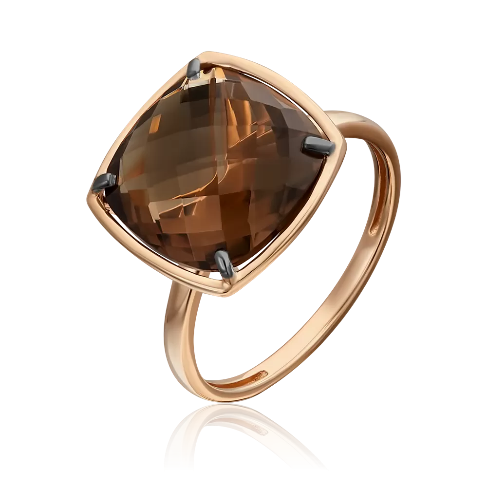 Кольцо из красного золота с кварцем дымчатым 01-5313-00-202-1110-46