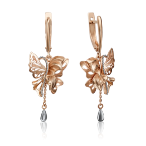 Серьги «Парящая фантазия» с английским замком из комбинированного золота 02-4272-00-000-1111-48