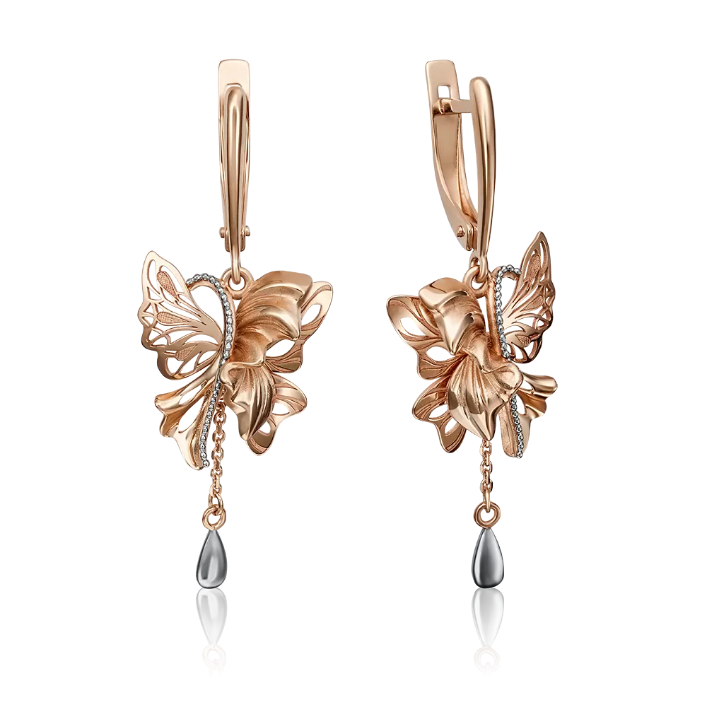 Серьги «Парящая фантазия» с английским замком из комбинированного золота 02-4272-00-000-1111-48