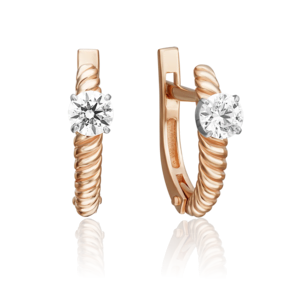 Серьги с английским замком из комбинированного золота с фианитом 02-4355-00-501-1111-38