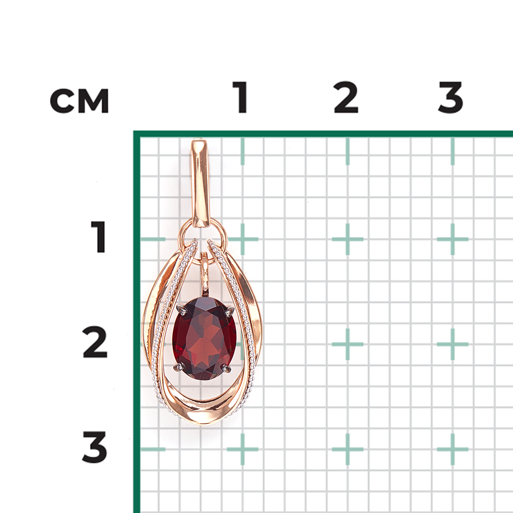 Подвеска из комбинированного золота с гранатом 03-3128-00-204-1111-57