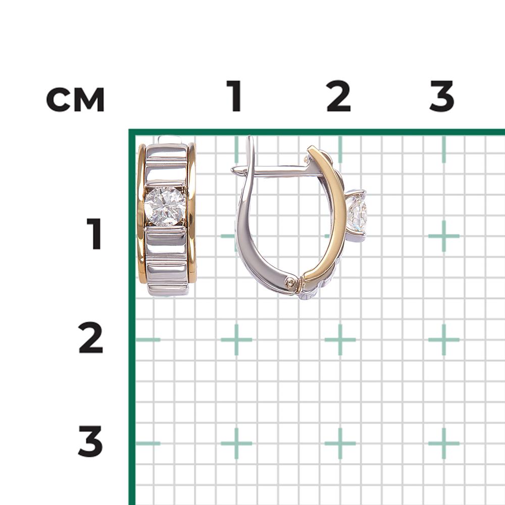 Серьги с английским замком из комбинированного золота с фианитом 02-4206-00-501-1121-38