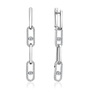 Серьги с английским замком из белого золота с фианитами 02-5551-00-401-1120