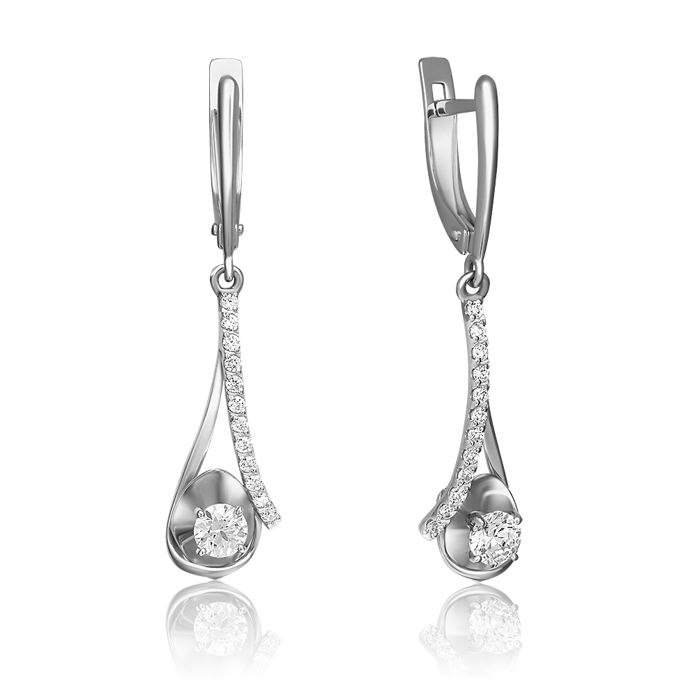 Серьги с английским замком из белого золота с фианитами 02-4369-00-501-1120-38