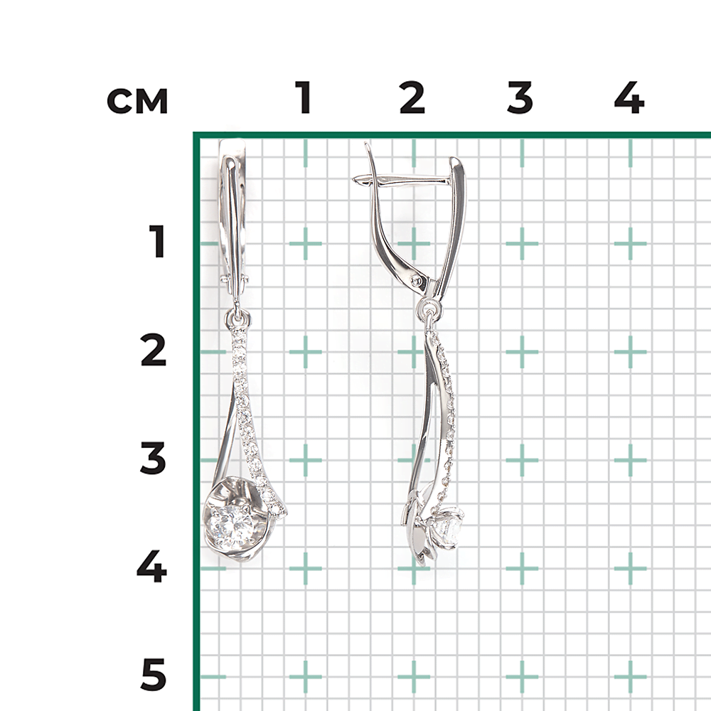 Серьги с английским замком из белого золота с фианитами 02-4369-00-501-1120-38