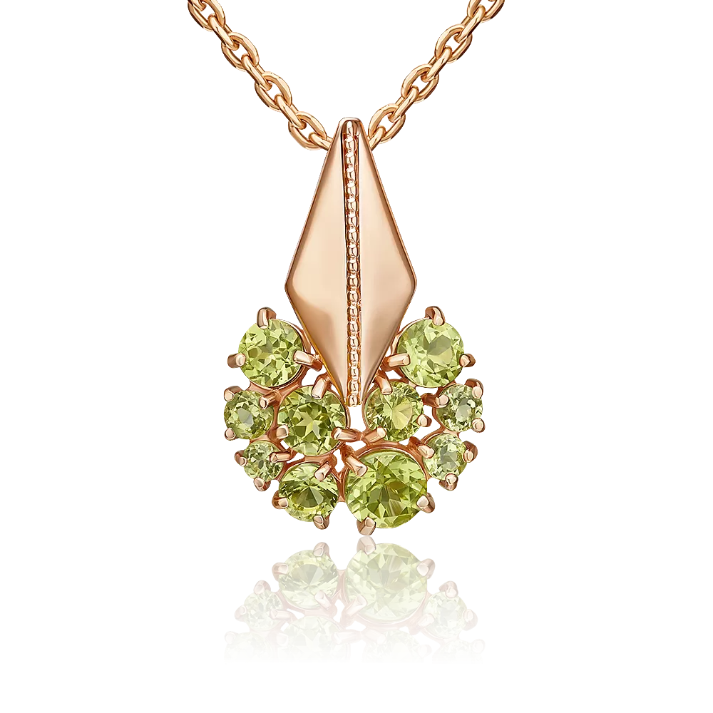 Подвеска из красного золота с хризолитами 03-3569-00-205-1110