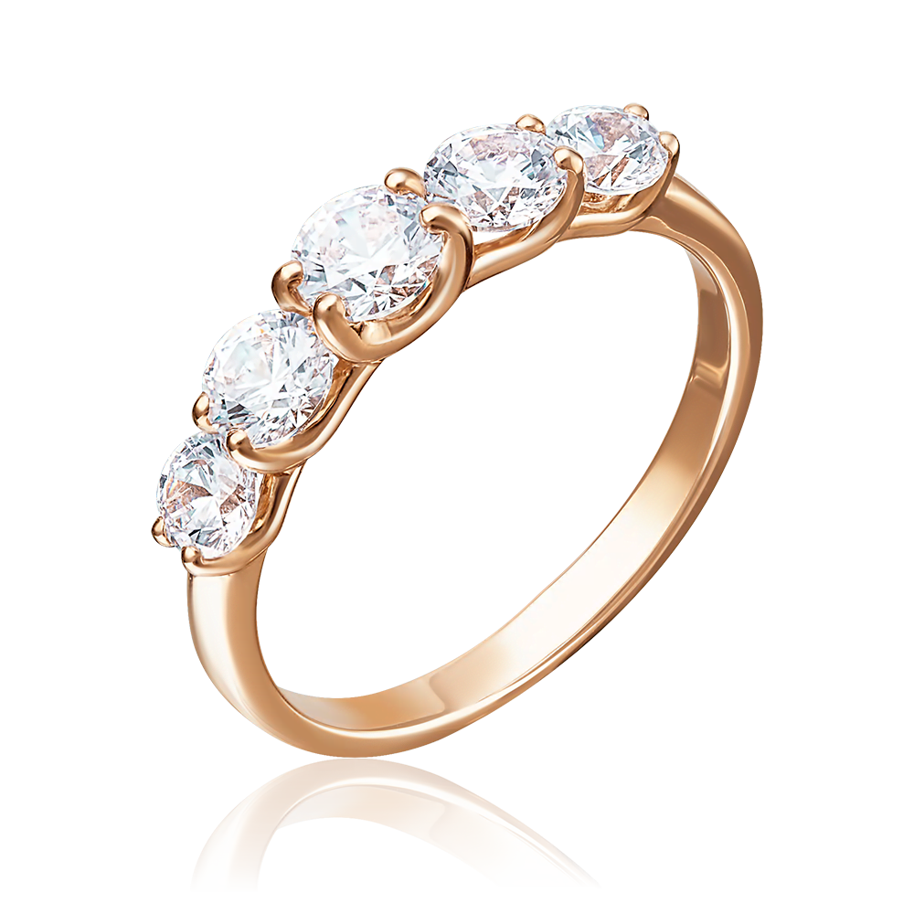 Кольцо из красного золота с фианитами 01-4375-00-501-1110-38