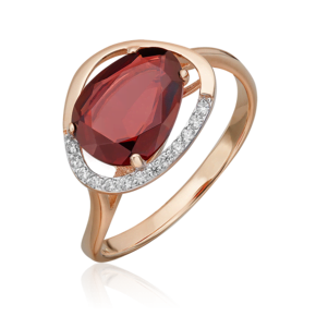 Кольцо из красного золота с гранатом и фианитами 01-4379-00-210-1110-46