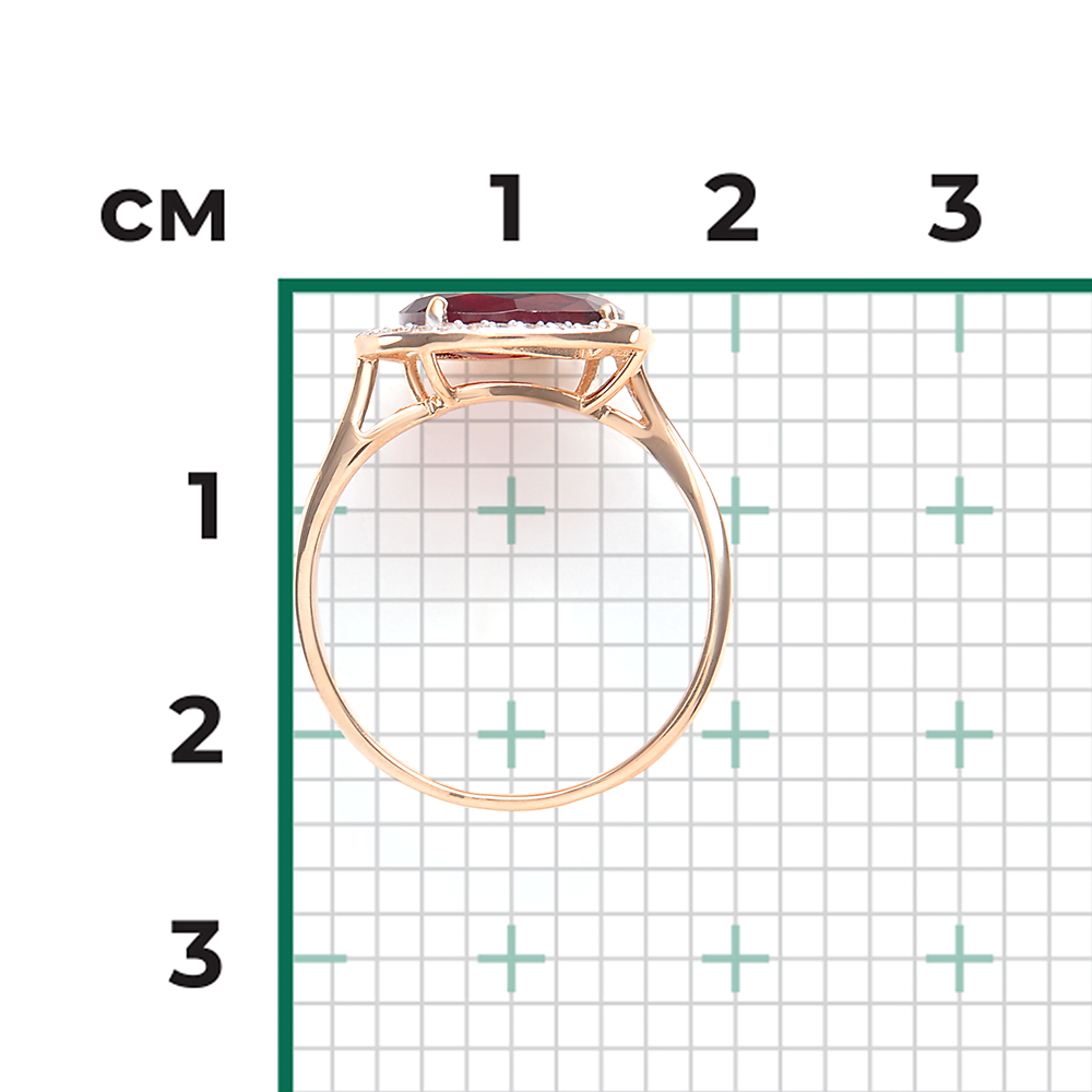 Кольцо из красного золота с гранатом и фианитами 01-4379-00-210-1110-46