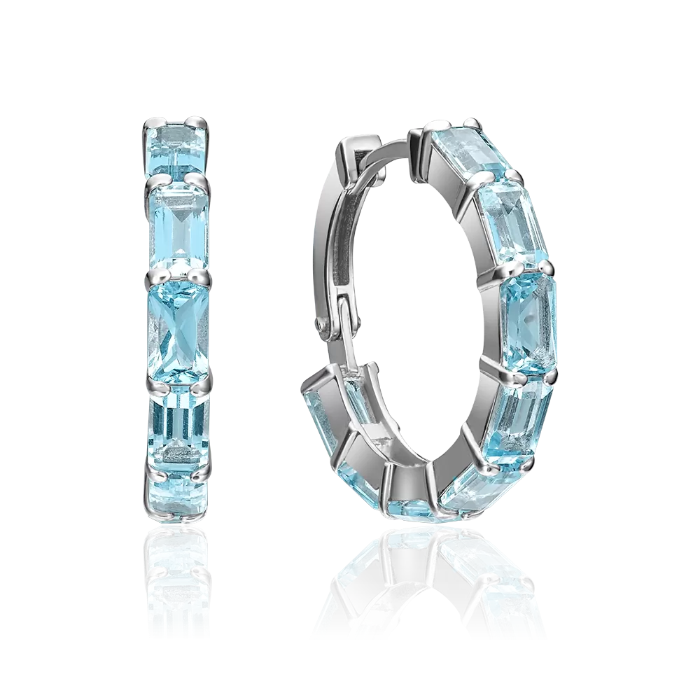 Серьги с английским замком из белого золота с топазами 02-4490-00-201-1120