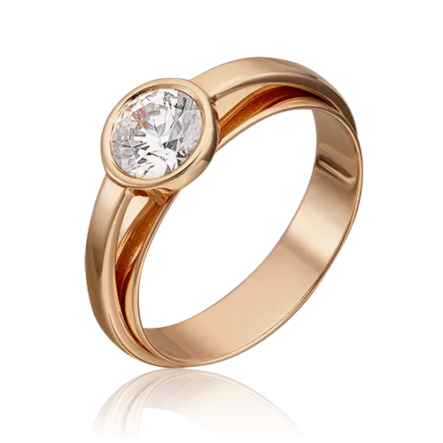 Помолвочное кольцо из красного золота с фианитом 01-5405-00-501-1110-38