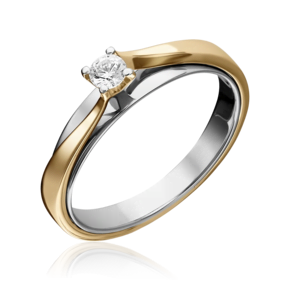 Помолвочное кольцо из комбинированного золота с бриллиантом 01-5235-00-101-1121-30