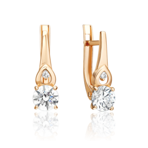 Серьги с английским замком из красного золота с фианитами 02-5625-00-401-1110