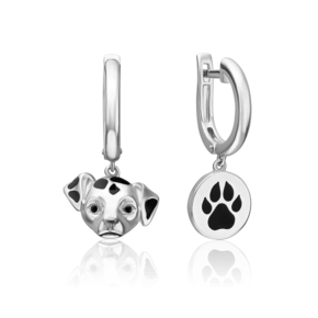 Серьги «Далматинцы» с английским замком из серебра с эмалью 02-5161-00-000-0200