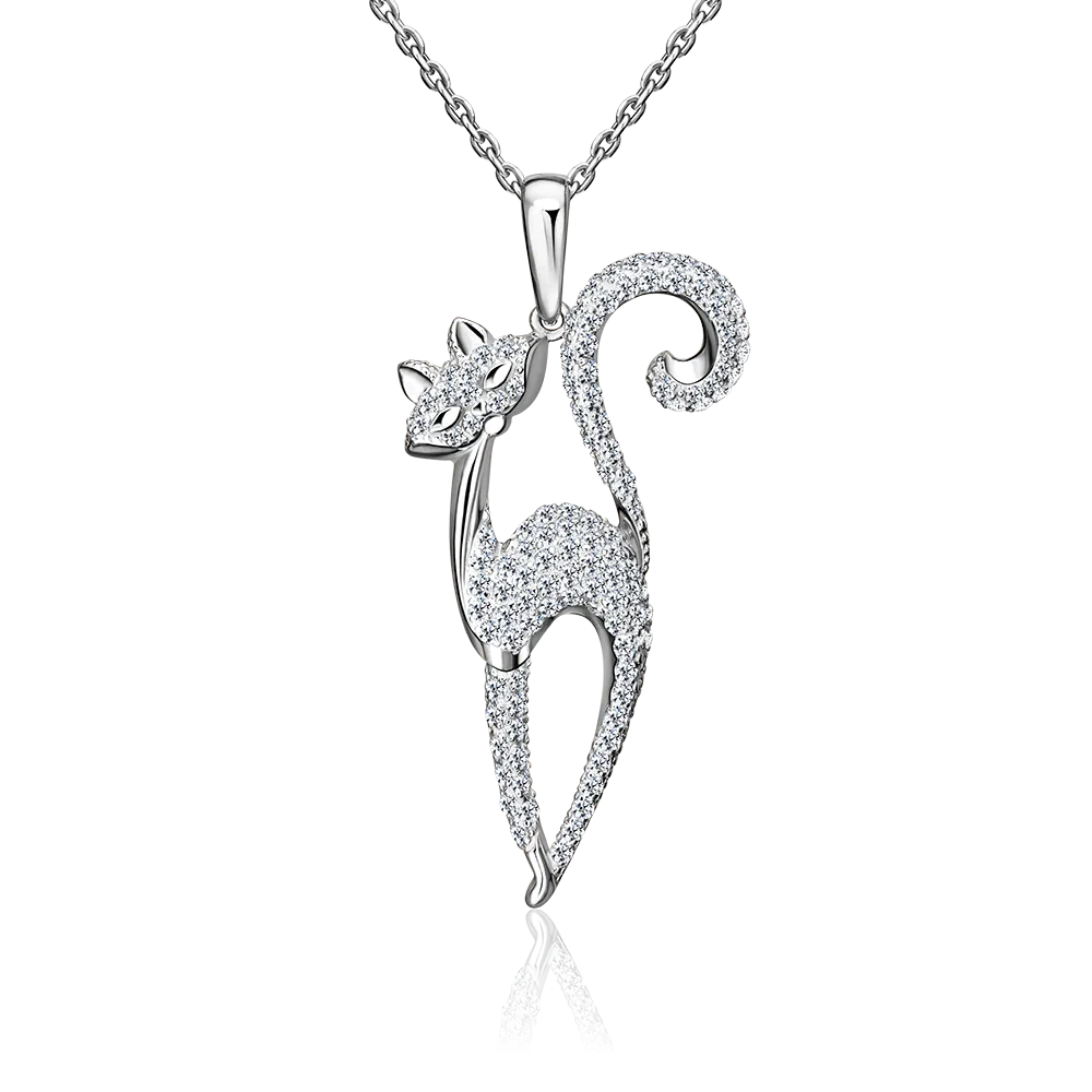 Подвеска «Кошка» из серебра с фианитами 03-1607-00-401-0200