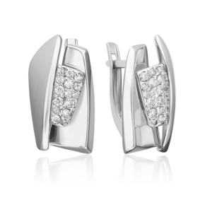 Серьги с английским замком из серебра с фианитами 02-5074-00-401-0200