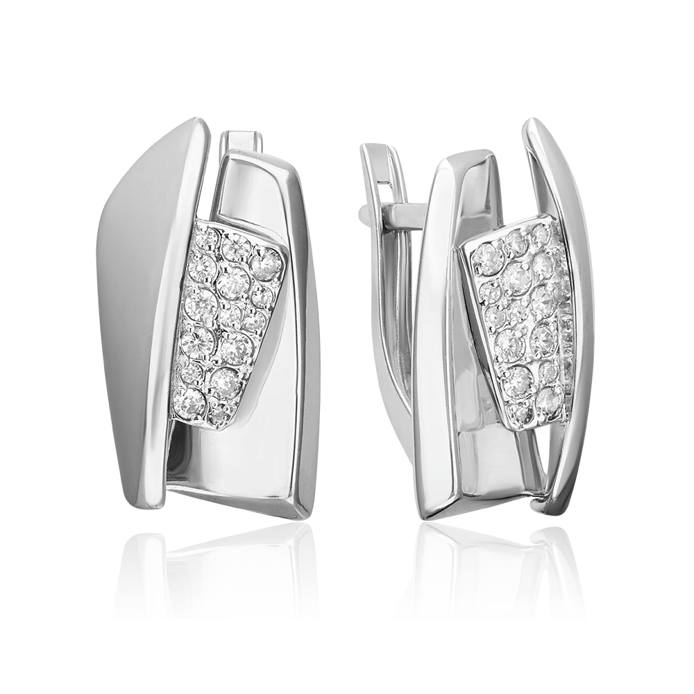 Серьги с английским замком из серебра с фианитами 02-5074-00-401-0200