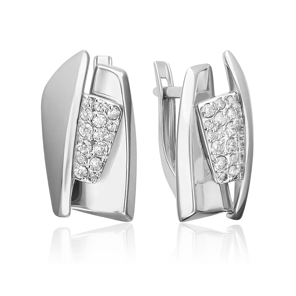 Серьги с английским замком из серебра с фианитами 02-5074-00-401-0200