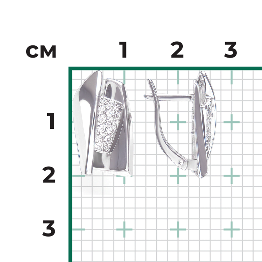 Серьги с английским замком из серебра с фианитами 02-5074-00-401-0200