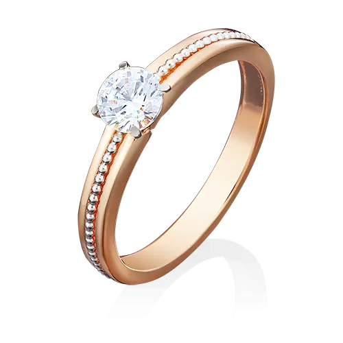 Помолвочное кольцо из комбинированного золота с фианитом 01-5034-00-501-1111-38
