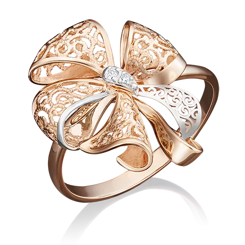 Кольцо «Бант» из красного золота с фианитами 01-5036-00-401-1110-48