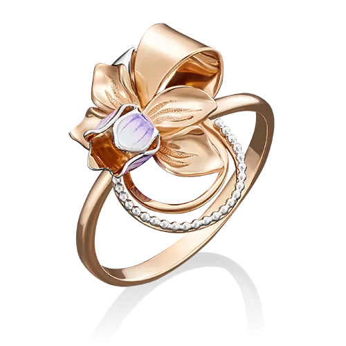 Кольцо «Нарцисс» из красного золота с эмалью 01-5037-00-000-1110-48