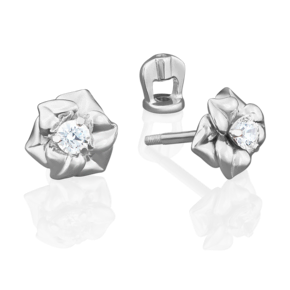 Серьги-пусеты «Цветы» из белого золота с бриллиантом 02-3941-00-101-1120-30