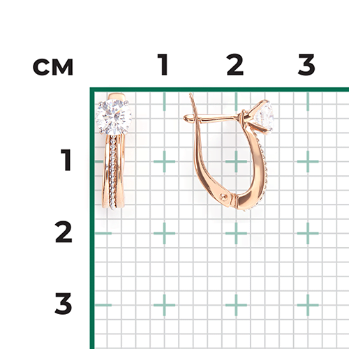 Серьги с английским замком из комбинированного золота с фианитом 02-3942-00-501-1111-38