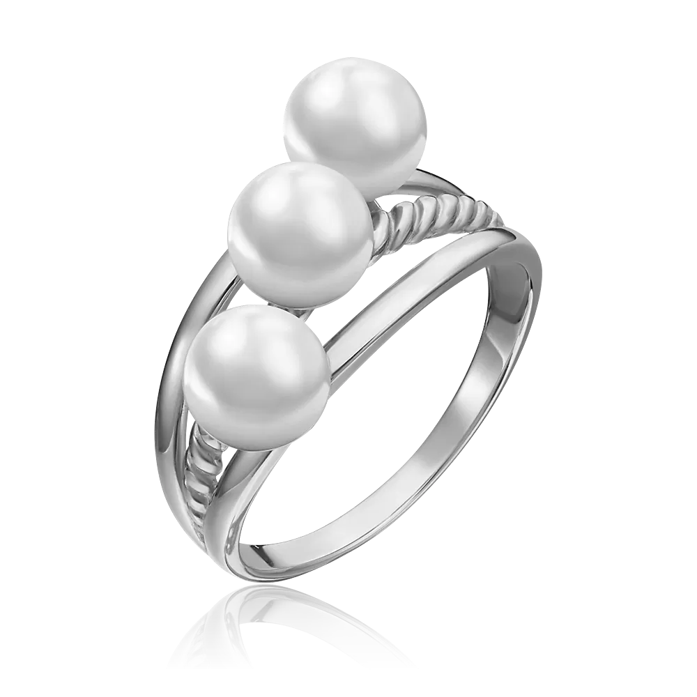 Кольцо из белого золота с жемчугом культивированным 01-5331-00-301-1120-31