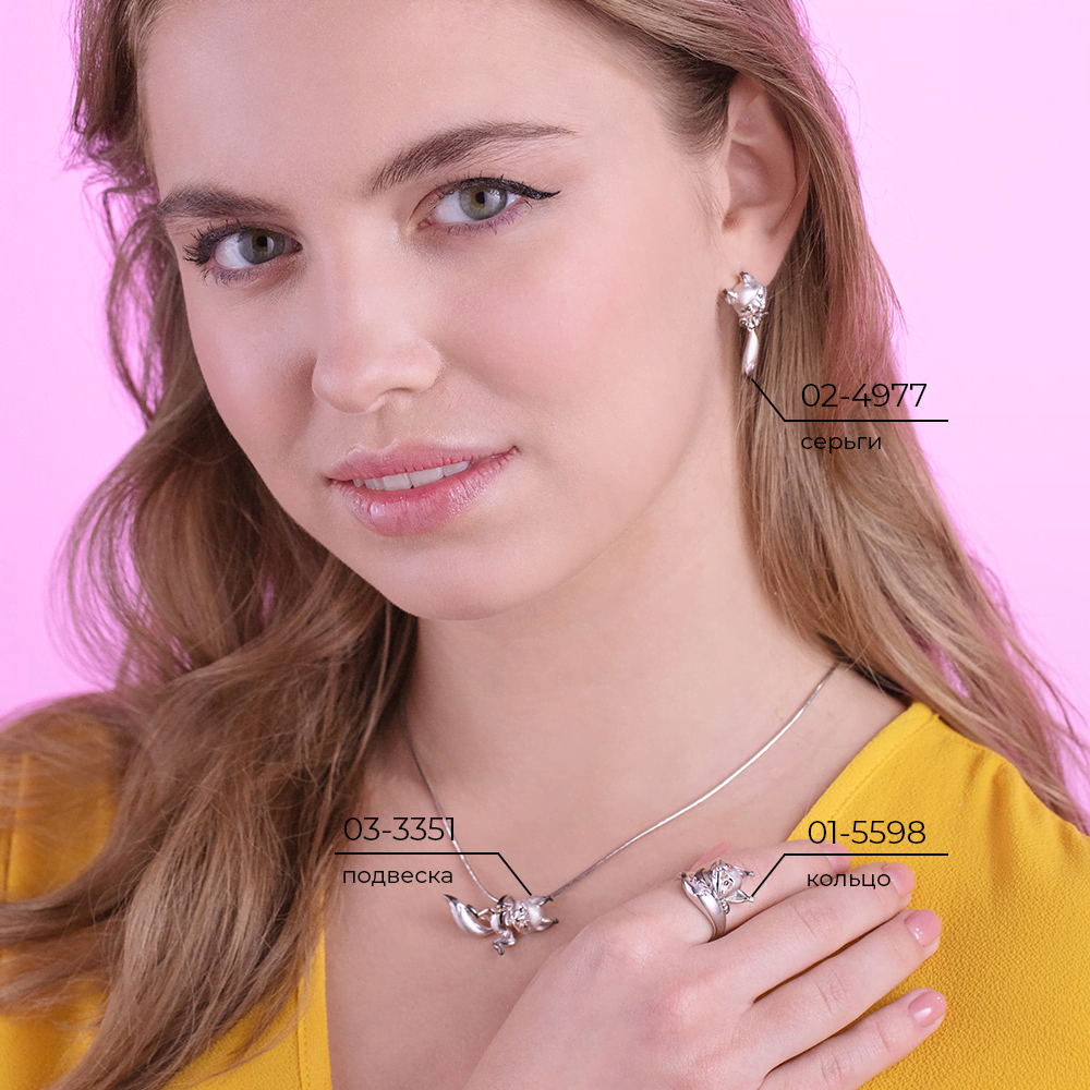 Серьги «Белки» с английским замком из серебра 02-4977-00-000-0200