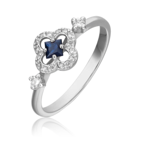 Кольцо из белого золота с сапфиром и бриллиантами 01-1572-01-105-1120-30